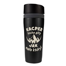 Kubek termiczny personalizowany z imieniem dla miłośnika gór.