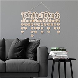 Urodziny mojej rodziny "Family & Friends" (wersja angielska)- kalendarz z grawerem. 2