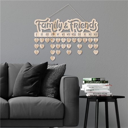 Urodziny mojej rodziny "Family & Friends" (wersja angielska)- kalendarz z grawerem.