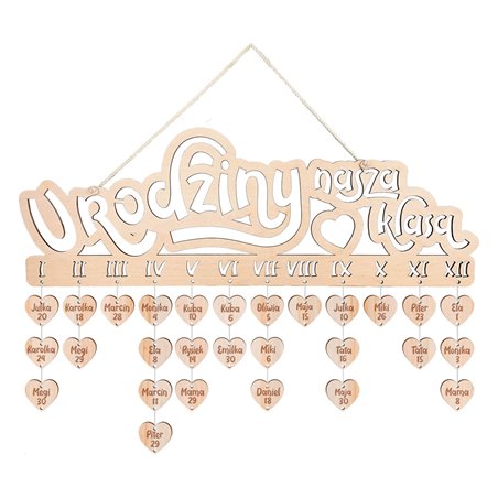 Urodziny naszej klasy- kalendarz z grawerem.