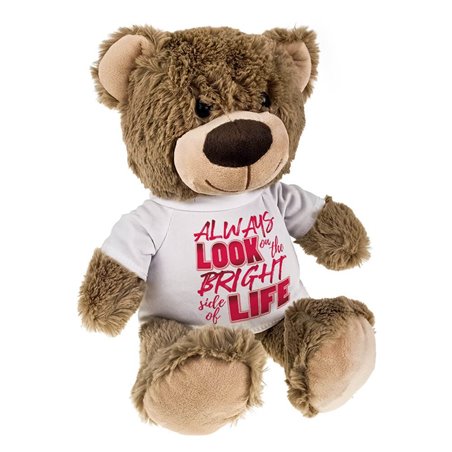 Miś brązowy z nadrukiem na koszulce "Always look on the bright side of life".