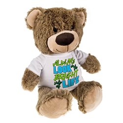 Miś brązowy z nadrukiem na koszulce "Always look on the bright side of life". 2