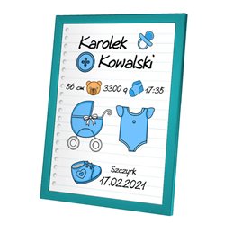 Personalizowana metryczka z okazji narodzin chłopca - wzór 2.