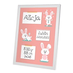 Personalizowana metryczka z okazji narodzin dziewczynki - wzór 4.