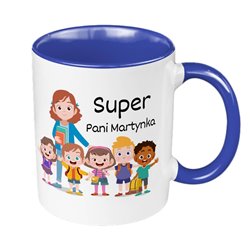 Kubek 330 ml kolorowy dla Przedszkolanki - "Super Pani" personalizowany z imieniem - wzór 2.