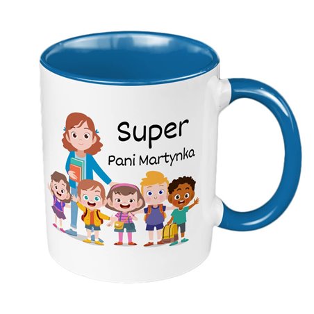 Kubek 330 ml kolorowy dla Przedszkolanki - "Super Pani" personalizowany z imieniem - wzór 2.