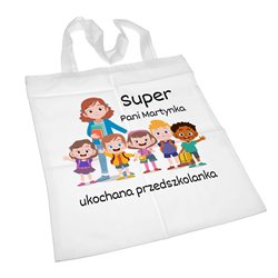 Super torba na zakupy z długimi uszami -  " Super ukochana Przedszkolanka".