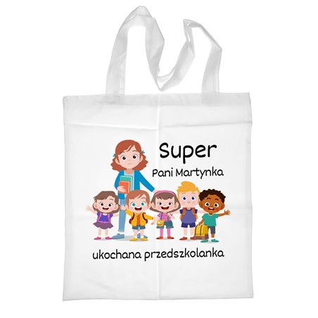 Super torba na zakupy z długimi uszami -  " Super ukochana Przedszkolanka".