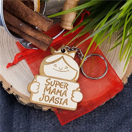 Brelok dla mamy - Super mama - z imieniem.