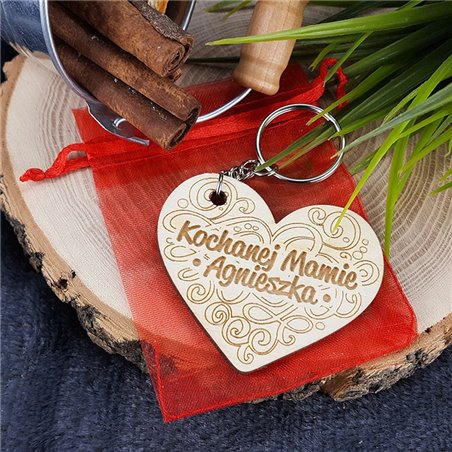 Brelok dla mamy - Kochanej Mamie - serce z imieniem.