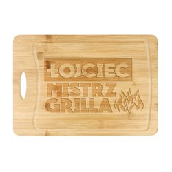 Deska do krojenia, bambusowa z grawerem "Łojciec mistrz grilla"- super prezent na dzień taty.