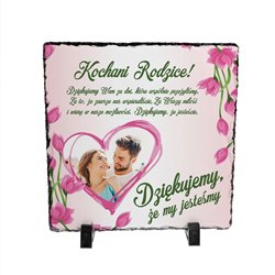 Foto granit (płyta granitowa) z Twoim zdjęciem i personalizacją - podziękowania dla rodziców, zupełna nowość, 20 x 20cm!!!
