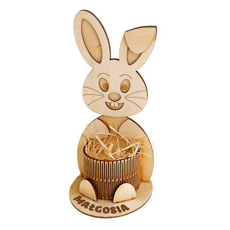 Zając, podstawka na jajko niespodziankę lub długopisy.