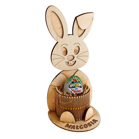 Zając, podstawka na jajko niespodziankę lub długopisy.