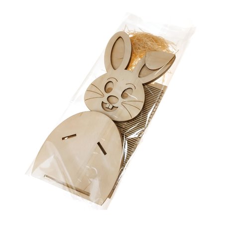 Zając, podstawka na jajko niespodziankę lub długopisy.