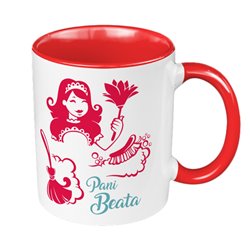 Kubek 330 ml kolorowy dla Pani Sprzątaczki - personalizowany z imieniem.