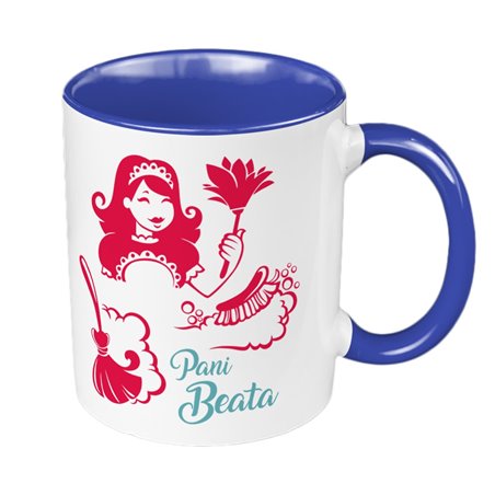 Kubek 330 ml kolorowy dla Pani Sprzątaczki - personalizowany z imieniem.