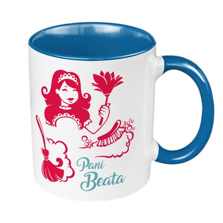 Kubek 330 ml kolorowy dla Pani Sprzątaczki - personalizowany z imieniem.