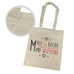 Super torba "Mnie się kocha" z długimi uszami i zamkiem.