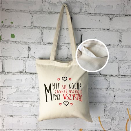 Super torba "Mnie się kocha" z długimi uszami i zamkiem.