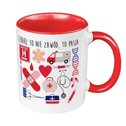 Kubek 330 ml kolorowy lekarza - "Lekarz to nie zawód, to pasja".