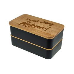 Pudełko na kanapki - dwupoziomowa śniadaniówka z napisem "Dzień Dobry Piękna".