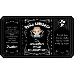 Personalizowana etykieta na alkohol w stylu Jack Daniel's dla Rodziców Chrzestnych.