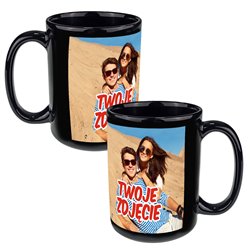 Czarny kubek XXL z Twoim zdjęciem 450ml.