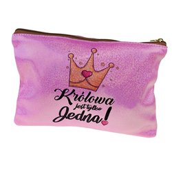 Super kosmetyczka różowa z brokatem - Królowa jest tylko jedna. 2