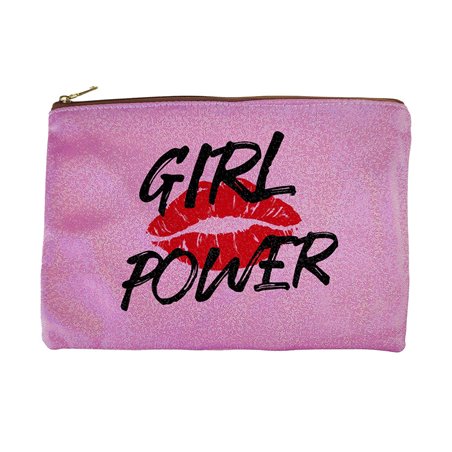 Super kosmetyczka różowa z brokatem - Girl power.