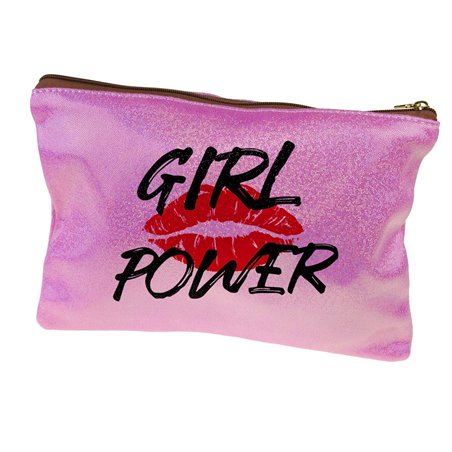 Super kosmetyczka różowa z brokatem - Girl power.