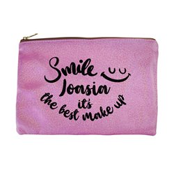 Super kosmetyczka różowa z brokatem - Smile.