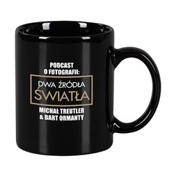 Czarny kubek 330 ml z kolekcji "Dwa źródła światła"- wzór 2.