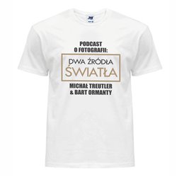 Koszulka biała dla miłośnika fotografii- kolekcja "Dwa źródła światła"- wzór 2.