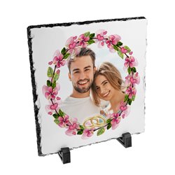 Foto granit (płyta granitowa) z Twoim zdjęciem i obrączkami- prezent dla Młodej Pary lub rodziców, zupełna nowość, 20 x 20cm!!! 2