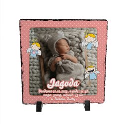 Foto granit (płyta granitowa) ze zdjęciem na chrzest, metryczka rozm. 20 x 20cm!!! 2