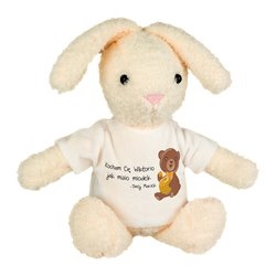 Królik dla dziewczyny "Kocham Cię jak misio miodek" - ok. 28 cm.