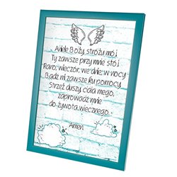 Ramka z modlitwą "Aniele Boży" z okazji Chrztu Świętego - wzór 1.
