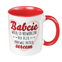 Kubek 330 ml kolorowy "Babcie widzą co niewidoczne dla oczu" - idealny prezent na dzień babci.