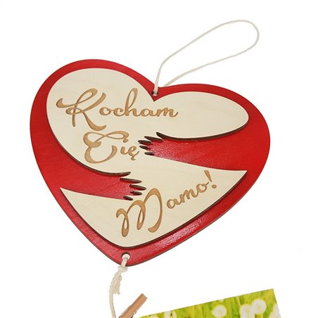 Zawieszka na ścianę - serce z grawerem dla mamy.