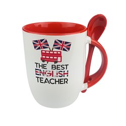Kubek z łyżeczką dla nauczycielki angielskiego - The best english teacher.