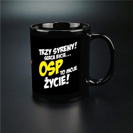 Czarny kubek 330 ml dla strażaka.