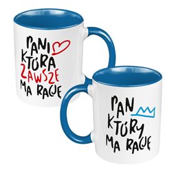 Zestaw Kubków 330 ml białe dla pary "Pan i Pani zawsze mają rację".