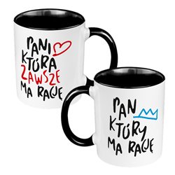 Zestaw Kubków 330 ml białe dla pary "Pan i Pani zawsze mają rację". 2