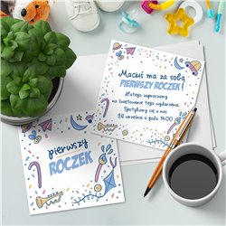Słodkie zaproszenie na roczek dla chłopczyka. 2