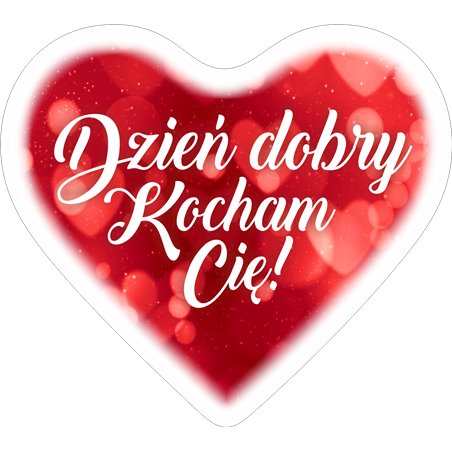 Poduszka serce z grafiką "Dzień dobry Kocham Cię"- wersja 2 -prezent na Walentynki.