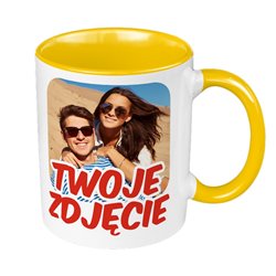 Kubek 330 ml z Twoim zdjęciem, grafiką lub tekstem - żółty.