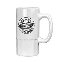 Kufel na piwo z nadrukiem "Żona idealna" biały.