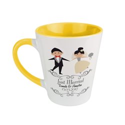 Kubek latte dla młodej pary na ślub "Młoda Para"  z imionami oraz datą ślubu - wzór 3.