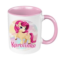 Kubek 330 ml kolorowy z nadrukiem  "Kucyk pony" oraz imieniem Twojego dziecka.
